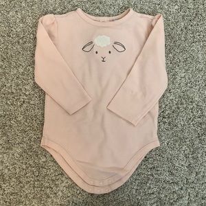 Long sleeve pink lamb onesie from Janie and Jack, size 18-24m